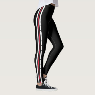 Legging Pontos pretos brancos vermelhos da forma lateral