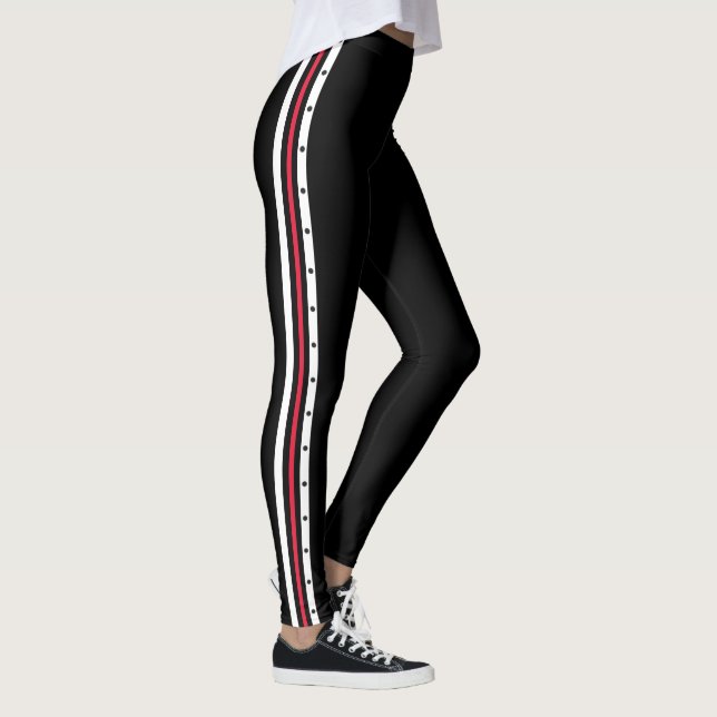 Legging Pontos pretos brancos vermelhos da forma lateral (Direita)
