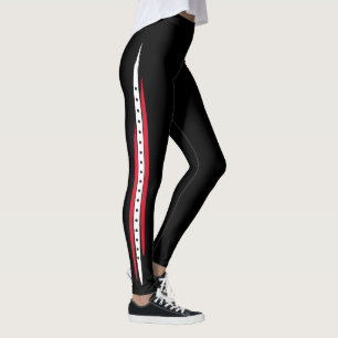 Legging Pontos pretos brancos vermelhos da forma lateral