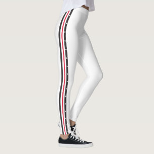 Legging Pontos pretos brancos vermelhos da forma lateral
