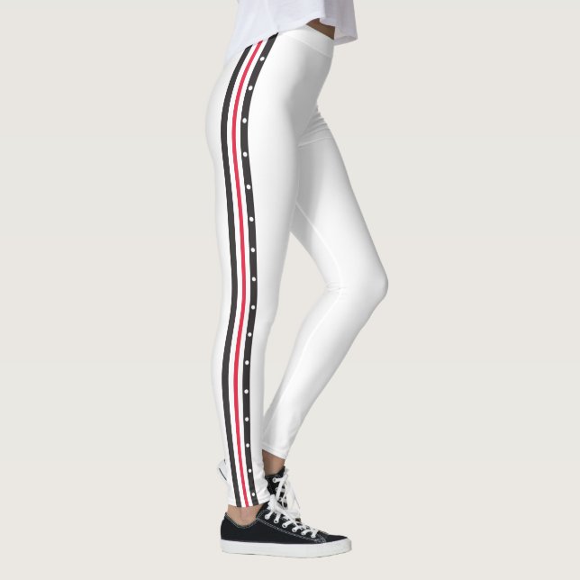 Legging Pontos pretos brancos vermelhos da forma lateral (Direita)