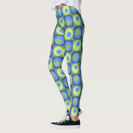 Legging Pontos quadrados geométricos Azul Verde Periwinkle