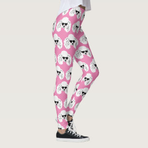 Legging Poodle Pattern Cute Pink