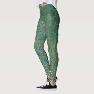 Legging Poppy Field de Gustav Klimt, Vintage Art Nouveau