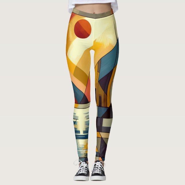 Legging Pôr do sol abstrato  (Frente)