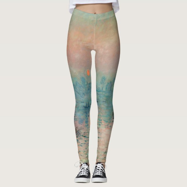 Legging Pôr do sol de Monet no Sena Arte Impressionista Fi (Frente)