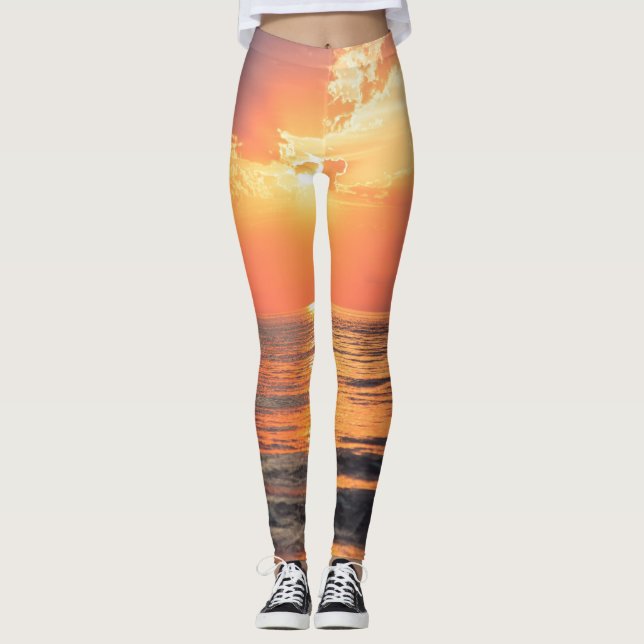 Legging pôr do sol sobre a água (Frente)