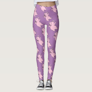 Legging Porco cor-de-rosa feliz que salta Thunder_Cove