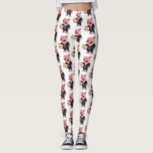 Legging Porco engraçado em desenho de terno