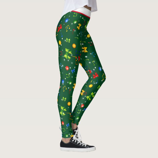 Legging Potpourri dos Elementos de Natal em GREEN (Direita)