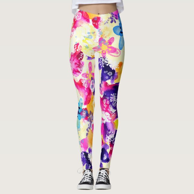 Legging Prado de Flores Silvestres Florais Rústicas (Frente)