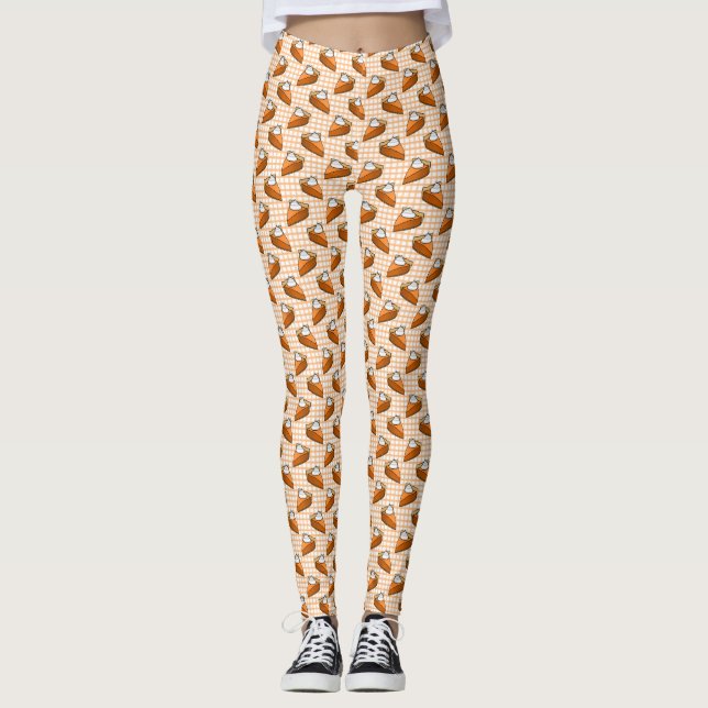 Legging Praga de Abóbora em Orange Gingham Novelty Ação de (Frente)