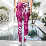 Legging Praia e Férias de Verão de Magenta Palm<br><div class="desc">Prepare-se para ir à praia este verão com as Leggings Magenta Palm Leaf do Shy Shy Shy Panda. Perfeito para fazer as cabeças se girarem assim que você chegar, esses fundos tendenciosos combinam cores vermelho-púrpura e magenta com uma ilustração branca e moderna das folhas da palma para criar um design...</div>