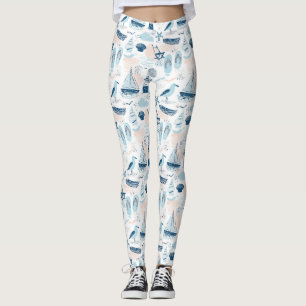 Legging Praia Náutica Verão Azul Rosa Costeira (2)
