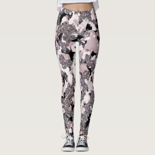Legging Prata rosa e Derramar preto Glam Gloss Girly