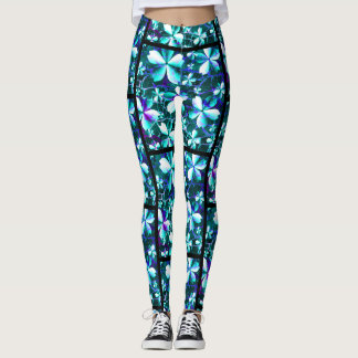 Legging Prato de Flor Crackeado Azul Roxo