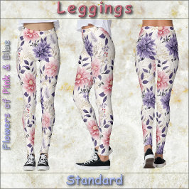 Legging PREGOS - Flores de rosa e azul