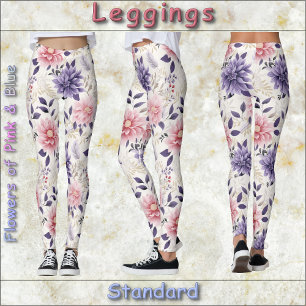 Legging PREGOS - Flores de rosa e azul