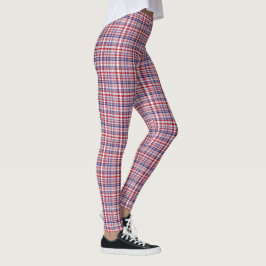 Legging Preppy Vermelho Branco Azul Marinho Xadrez Madras 