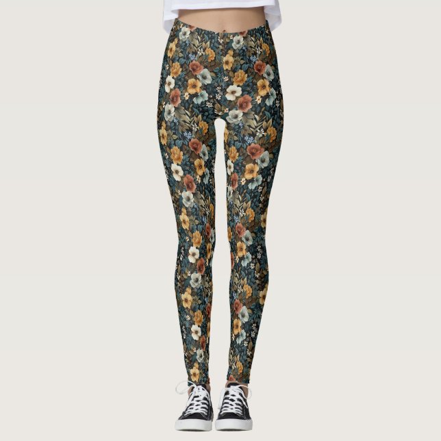 Legging Presente de aniversário | Padrão Floral Invisível (Frente)