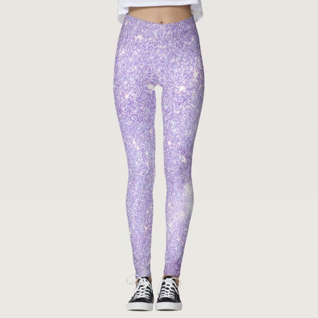 Legging Presente de Glitter Purple Lavanda Moderna (Frente)