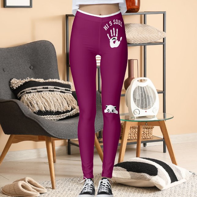 Legging Presente de Listras Brancas Vinho para Gato de Mão (Criador carregado)
