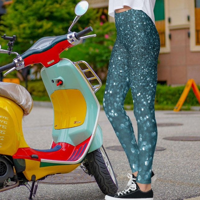 Legging Presente de Natal com Textura de Brilho Azul do Oc (Criador carregado)