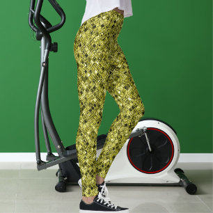Legging Presente de Padrão de Brilho Amarelo Cinza Pastel