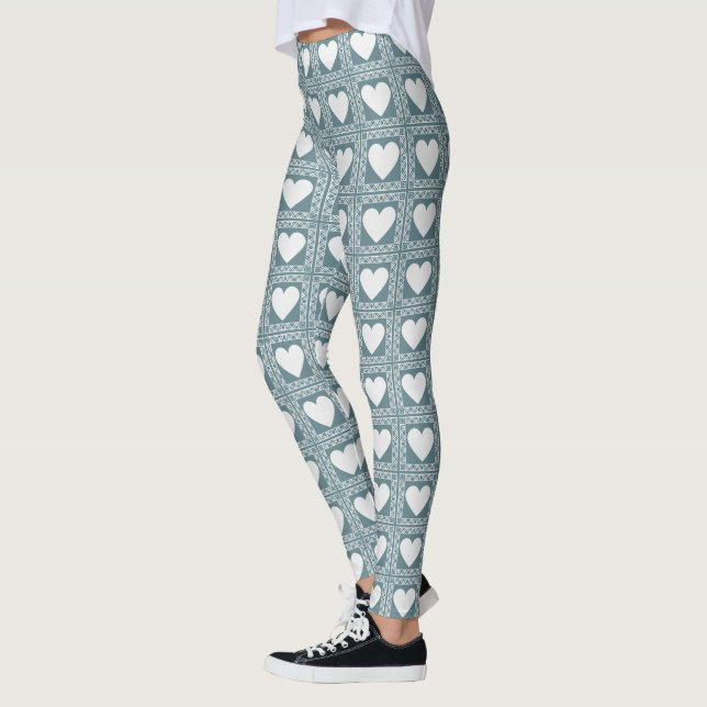 Legging Presente de São Valentim Corações Geométricos em A (Esquerda)