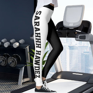 Legging Presente Divertido de Ioga com Listras Pretas e Br