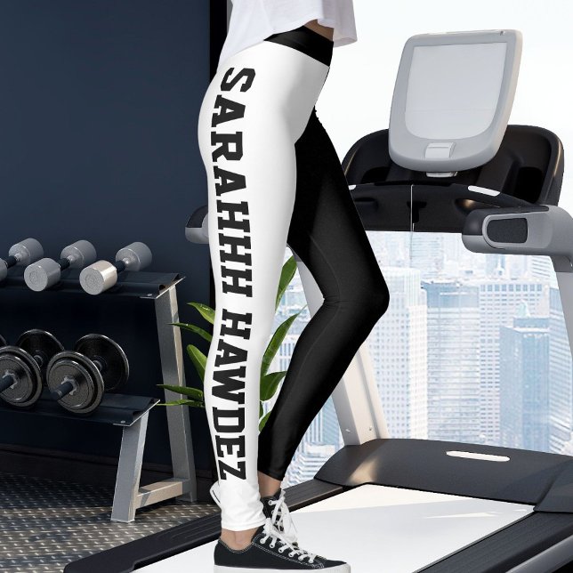 Legging Presente Divertido de Ioga com Listras Pretas e Br (Criador carregado)