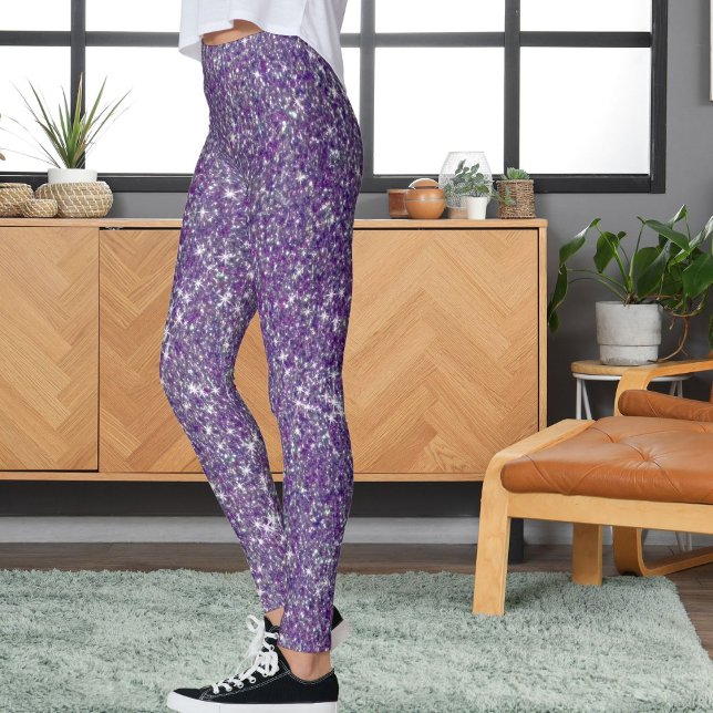 Legging Presente Esportivo de Fundo com Brilho Roxo Cinza  (Criador carregado)