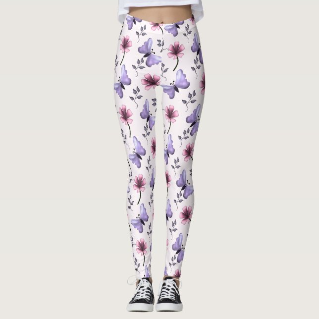 Legging Presente Floral Borboleta da Primavera   (Frente)