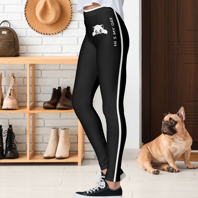 Legging Presente Personalizado de Gato Fofo Preto e Branco (Criador carregado)