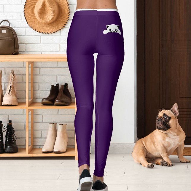 Legging Presente Personalizado de Gato Roxo Branco com Lis (Criador carregado)