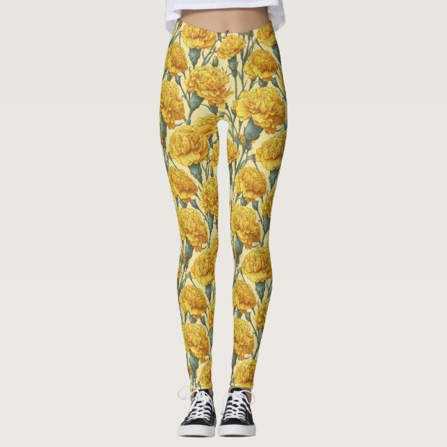 Legging Presentes de Amarelo Ativo Usar Cravo Charme Para (Frente)