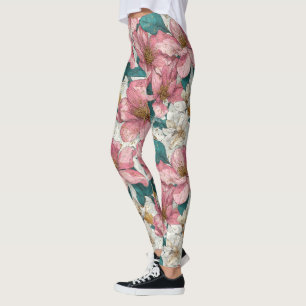 Legging Presentes de Luxo de Jardínias de Gestação Rosa pa