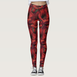 Legging Presentes de Mãe Inspirados em Amarílis Vermelho C