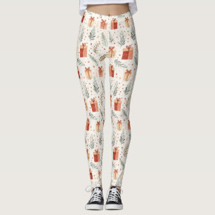 Legging Presentes de Natal, Bolinhas e Botânicos
