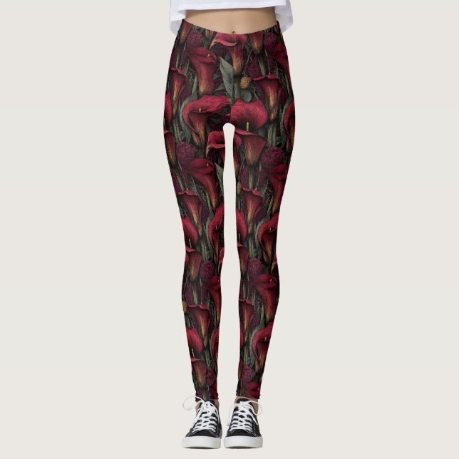 Legging Presentes de Pétalas de Copo-de-Leite para Esposa  (Frente)