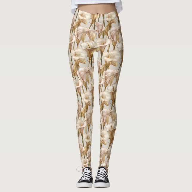 Legging Presentes inspirados em lírios Calla de marfim par (Frente)