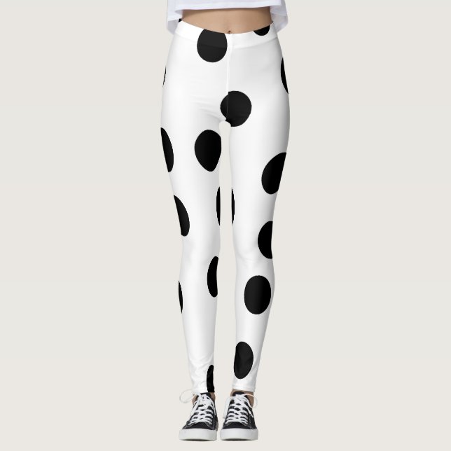 Legging preta_e_branca_dalmata_spot_padrão (Frente)