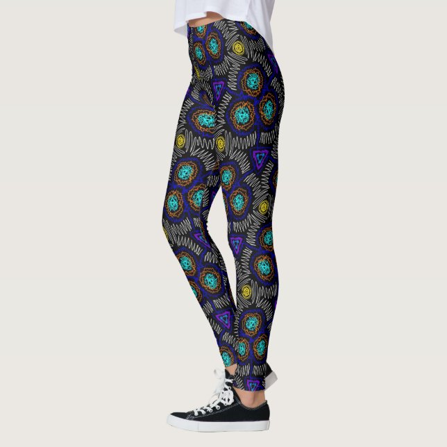 Legging Preto amarelo branco azul do design de Jimette das (Esquerda)