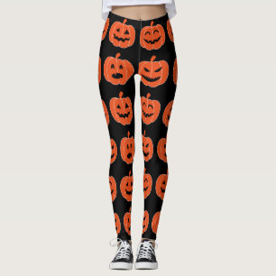 Legging Preto assustador da Jack-O-Lanterna da abóbora do