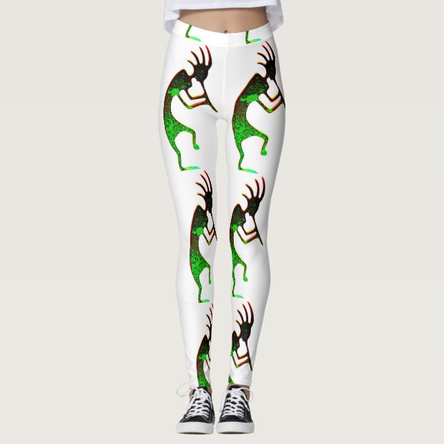Legging preto-branco verde (Frente)