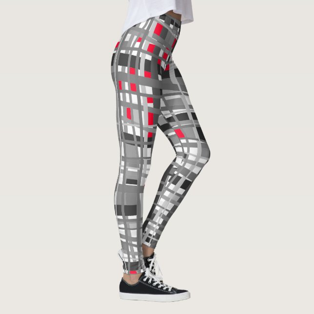Legging preto, branco & vermelho (Direita)