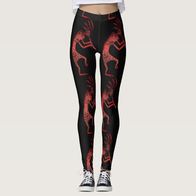 Legging preto-branco vermelho (Frente)
