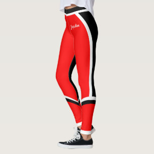 Legging Preto branco vermelho (seu nome)