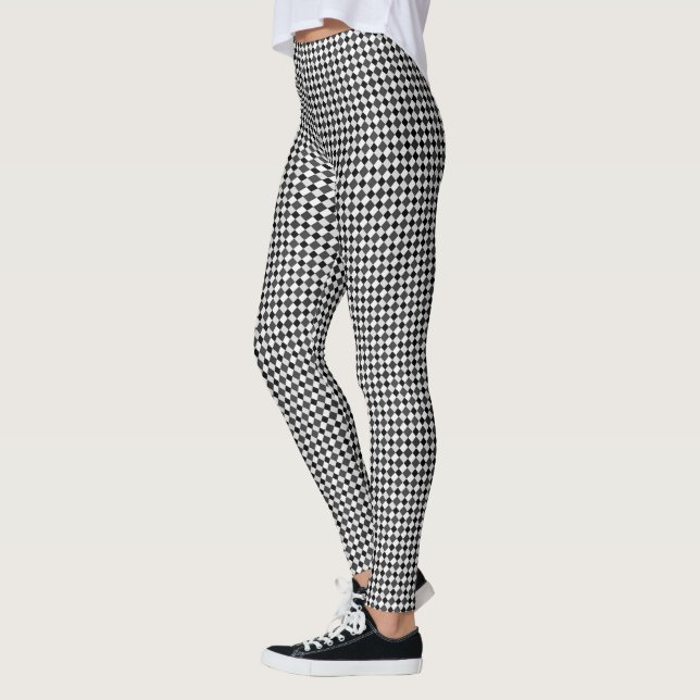 Legging Preto Cinza Branco Xadrez Diamante (Esquerda)