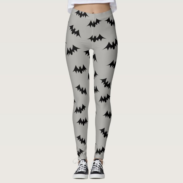 Legging Preto/cinzas das caneleiras dos confetes do bastão (Frente)